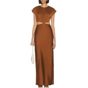 L'Academie Brown Cutout Maxi Dress